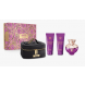 Versace Dylan Purple, SET: Parfumovaná voda 100ml + Telové mlieko 100ml + Sprchový gél 100ml + Kozmetická taška čierna